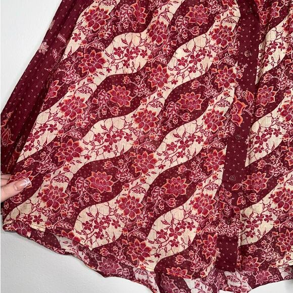 Zimmermann Eyes On Summer Floral Printed Blouse Burgundy/Cream Size US 4 - Picture 6 of 9